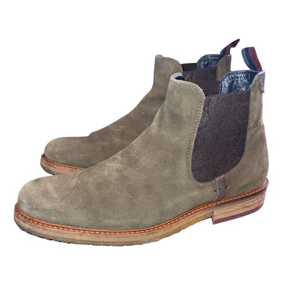 Ted Baker Men's Bronzo Suede Chelsea Boots - dark green - size 9 - Picture 2 of 12
